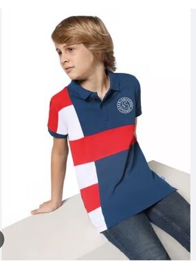 Jack & Jones Navy, Red & White Stripe Polo